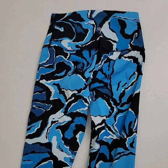 Lululemon Wunder Under Pant 4 Hi-Rise Boom Bloom Beach Blanket Blue Ice Milk - Picture 7 of 9
